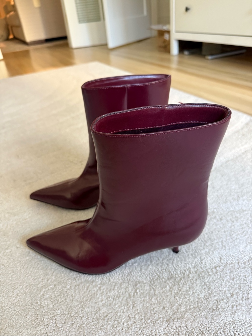 NEVER WORN Nine West Women's Pointed-Toe Ankle Boots in Burgundy - W8